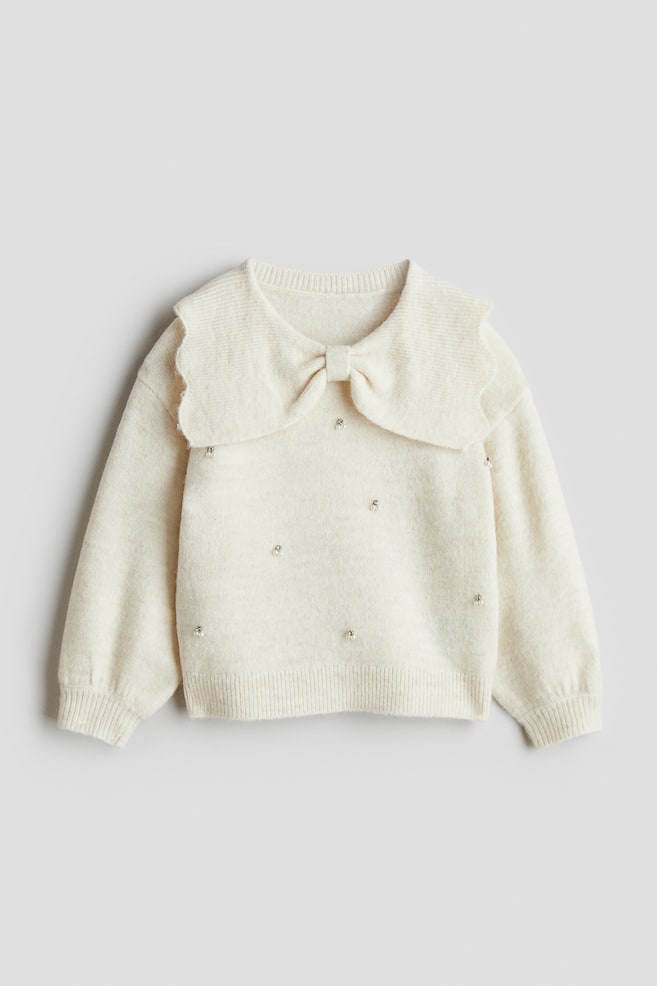 Embellished jumper - Cream/Red/Bows - 1