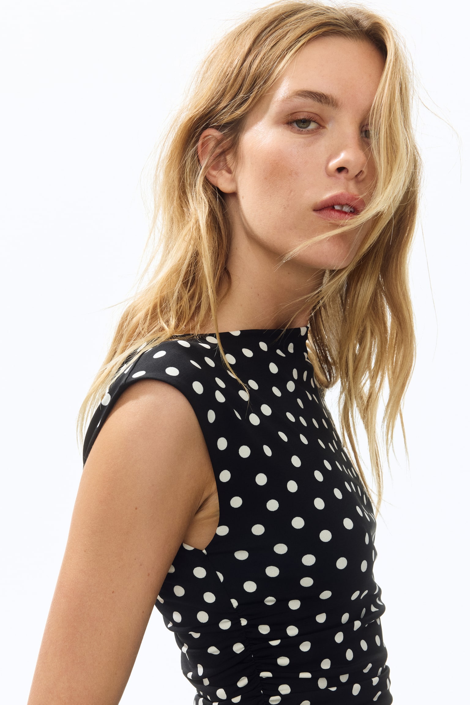 Cap-sleeved dress - Black/Spotted/Dark brown/Dark brown/Mustard yellow/Cream/Zebra print/Red - 5