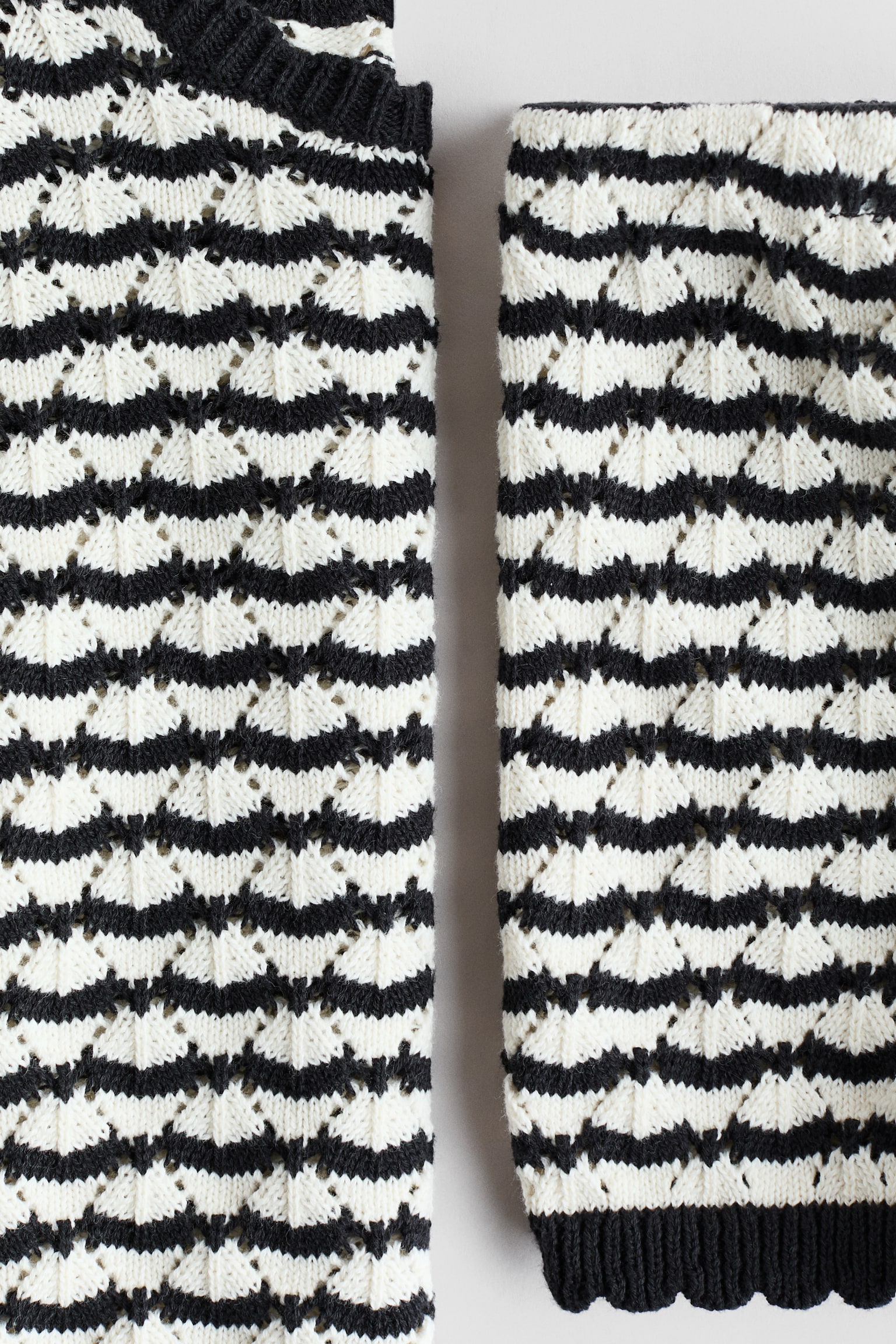 Conjunto de 2 piezas en tejido pointelle - Negro/Franjas/Rosa claro/Franjas - 5