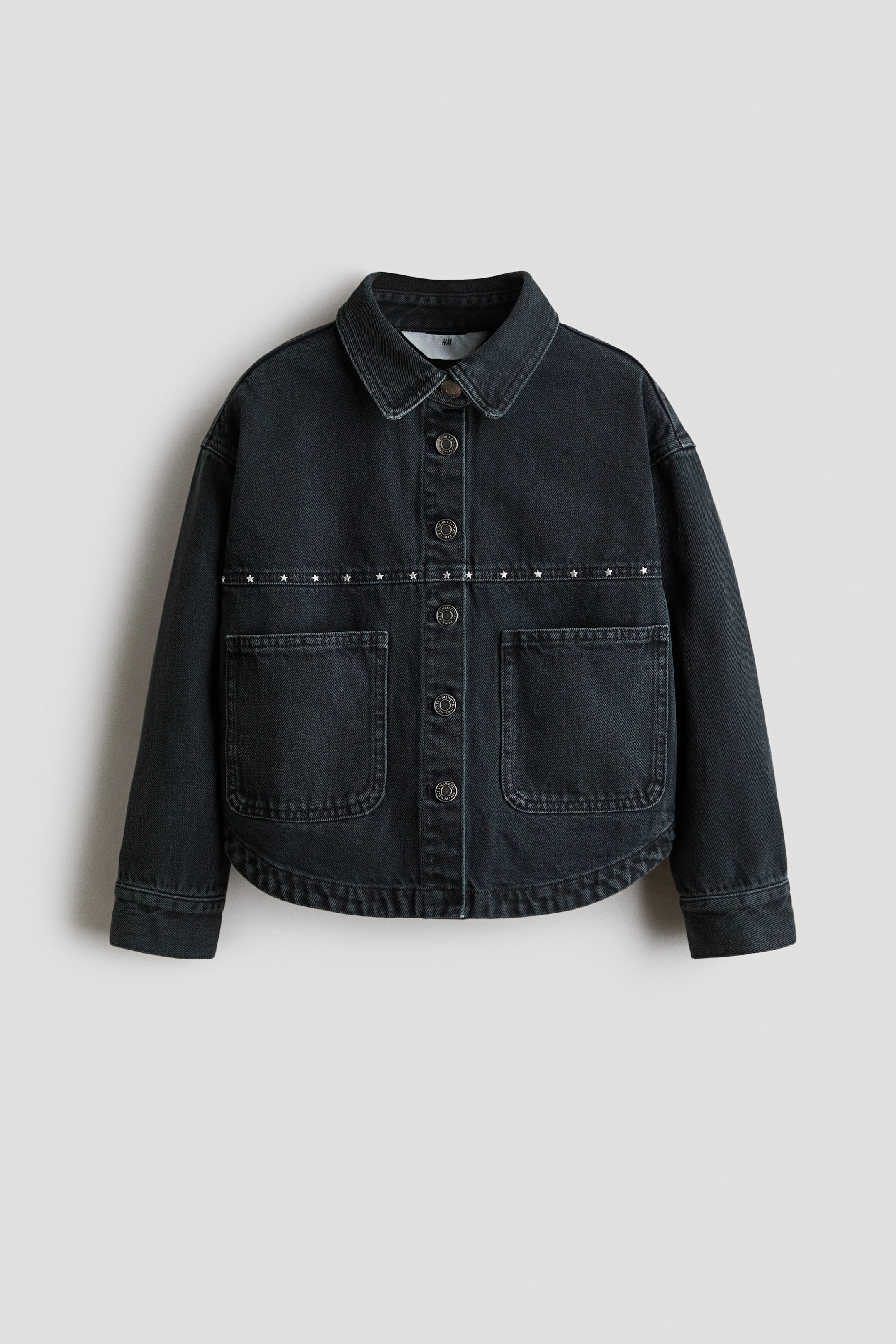 View larger image: Embellished cotton twill overshirt - Dark denim grey - Kids | H&M 1