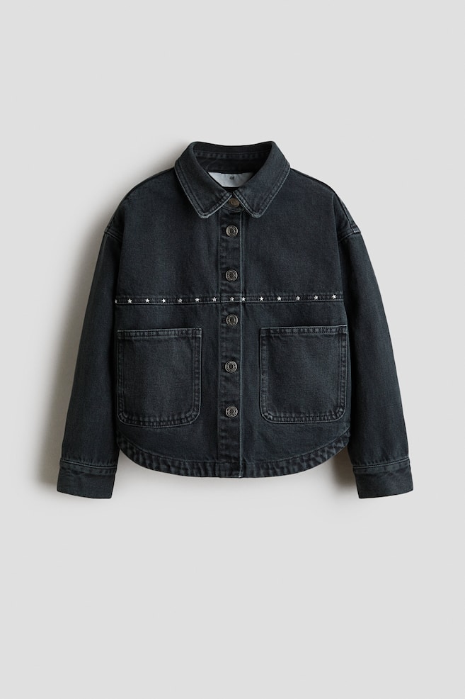 Embellished Cotton Twill Overshirt - Dark denim gray - 1
