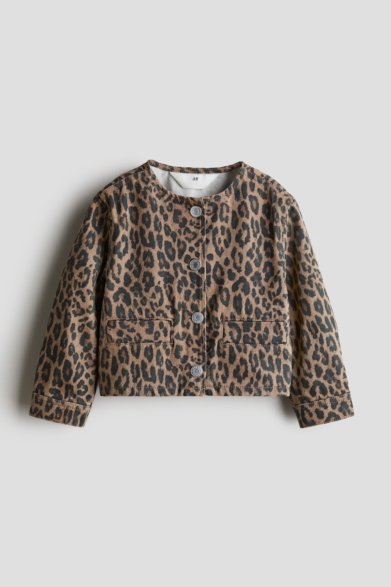 Printed denim jacket - Brown/Leopard print/Dark grey/Spotted - 1