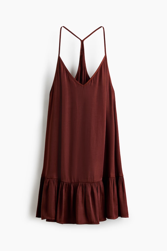 A-Line Strappy Dress - Dark rust red/Black/Dusty yellow - 1