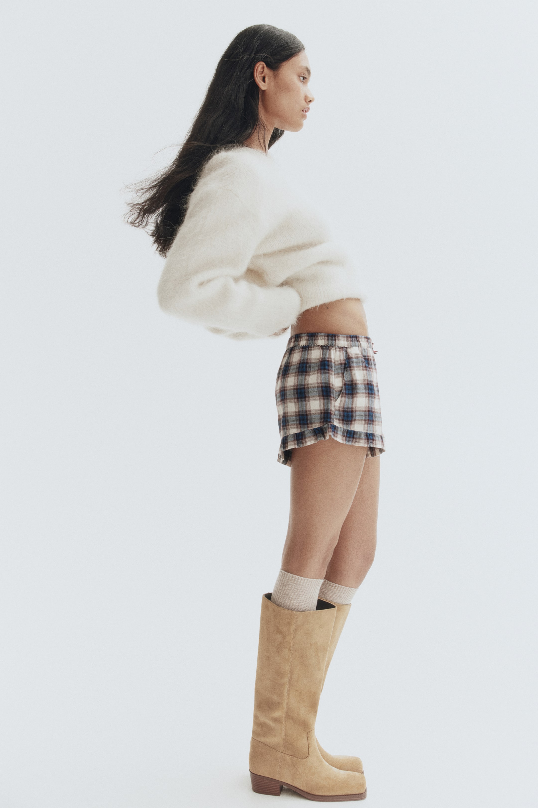 Visualizza immagine più grande: Shorts in twill di cotone - Blu/quadri - DONNA | H&M IT 3