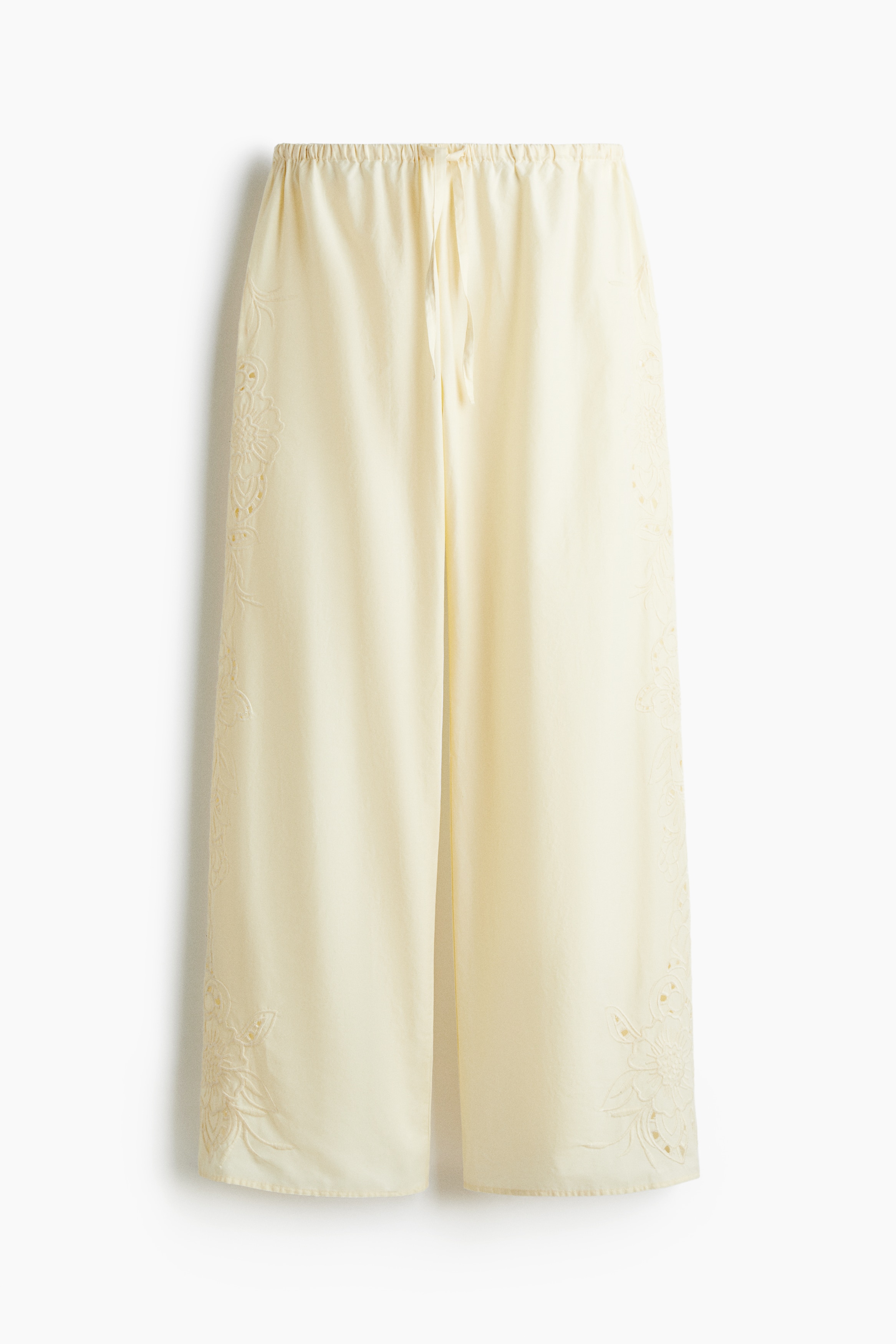 Embroidered Pyjama Pants - Light yellow