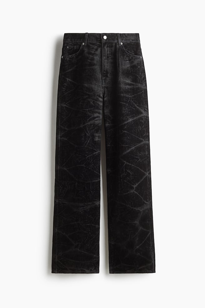 Jeans com acabamento flocado - Preto - 1