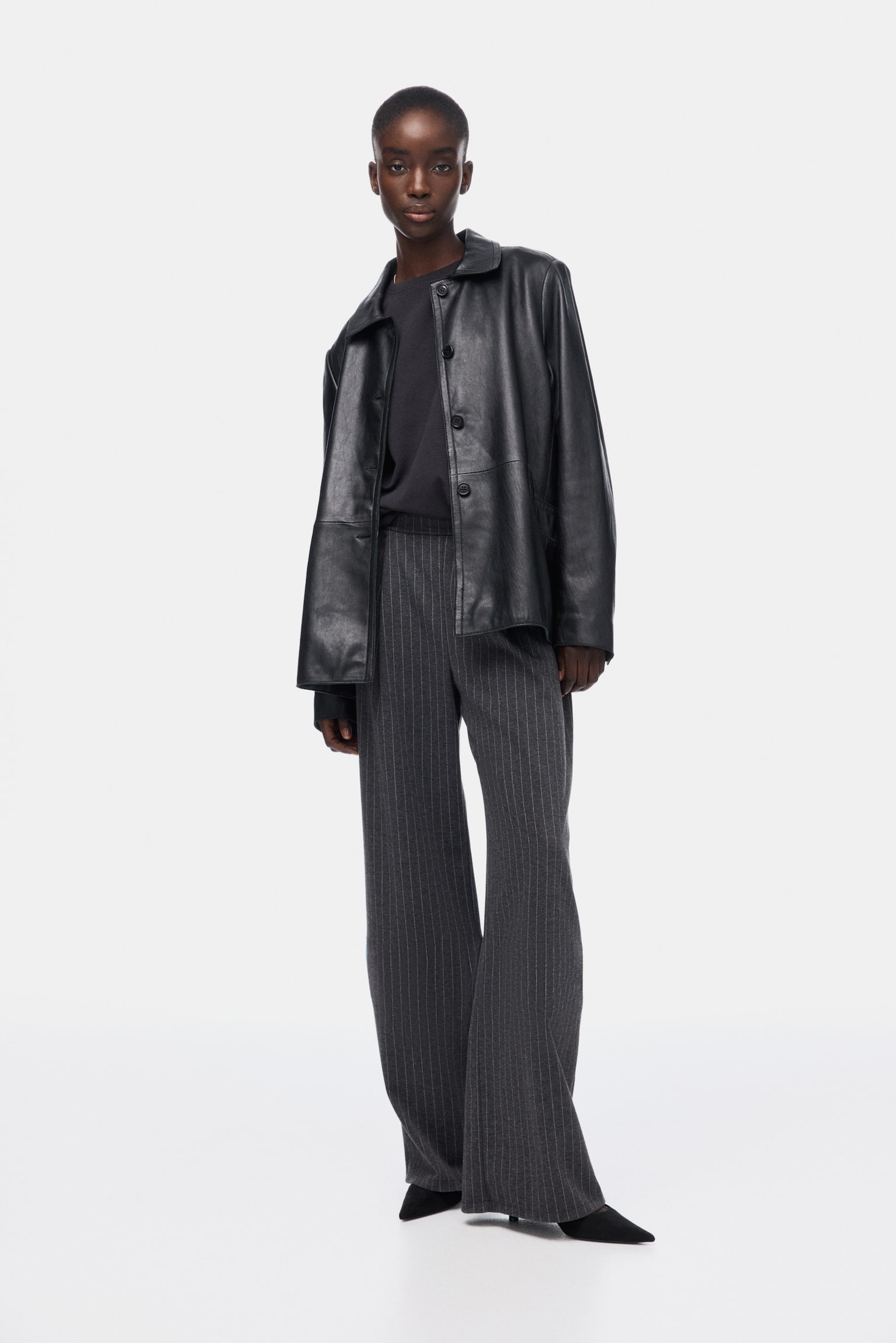 Wide trousers - Dark grey marl/Pinstriped/Dark brown/Black/Dark brown/Dark brown/Greige marl - 1