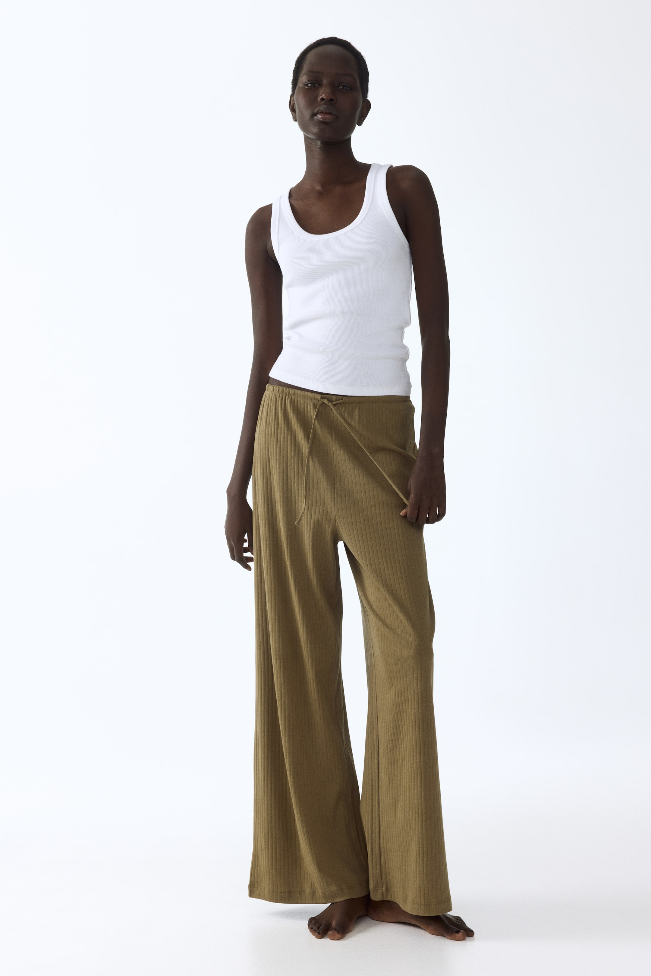 Ribbed Drawstring Pants