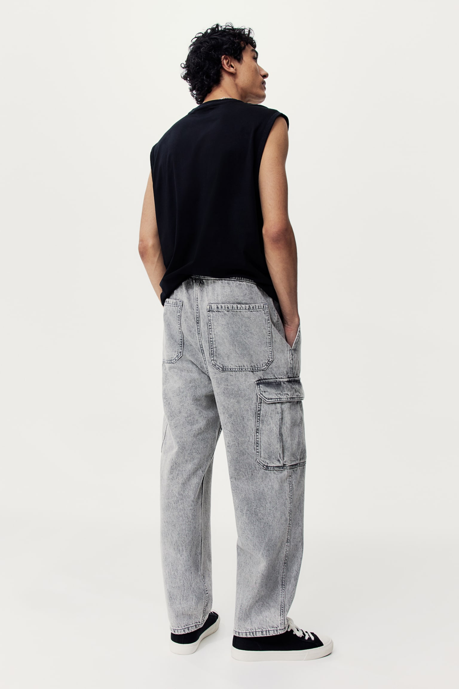 Loose Cargo Denim Joggers - Light denim grey/Black/Light denim blue/Navy blue - 3