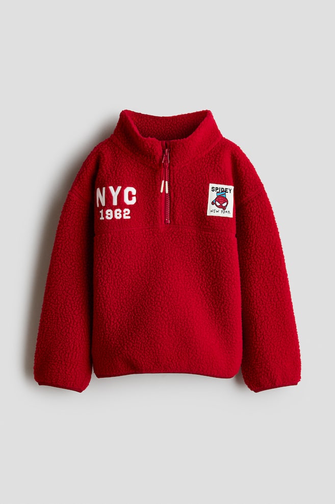 Sweatshirt aus Teddyfleece mit Kurzreißverschluss - Rot/Spidey/Hellbeige/Micky Maus/Grün/Minecraft - 1
