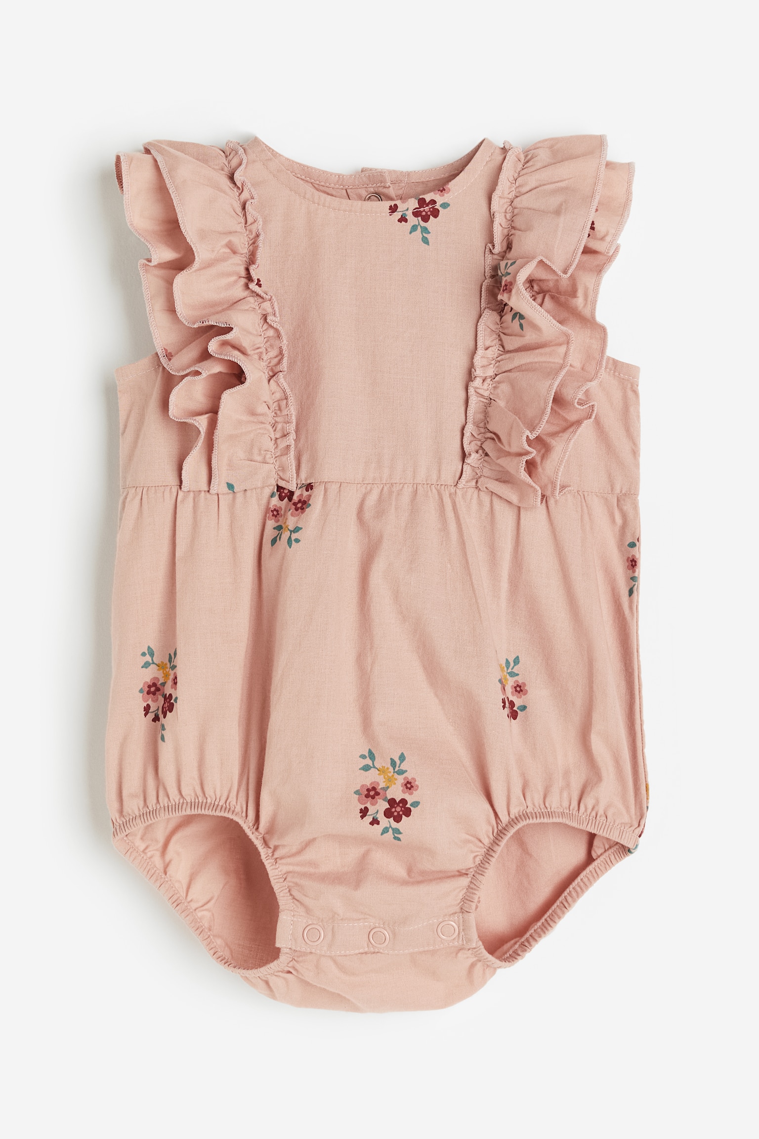 Flounce Trim Romper - Dusty pink/Floral - 1