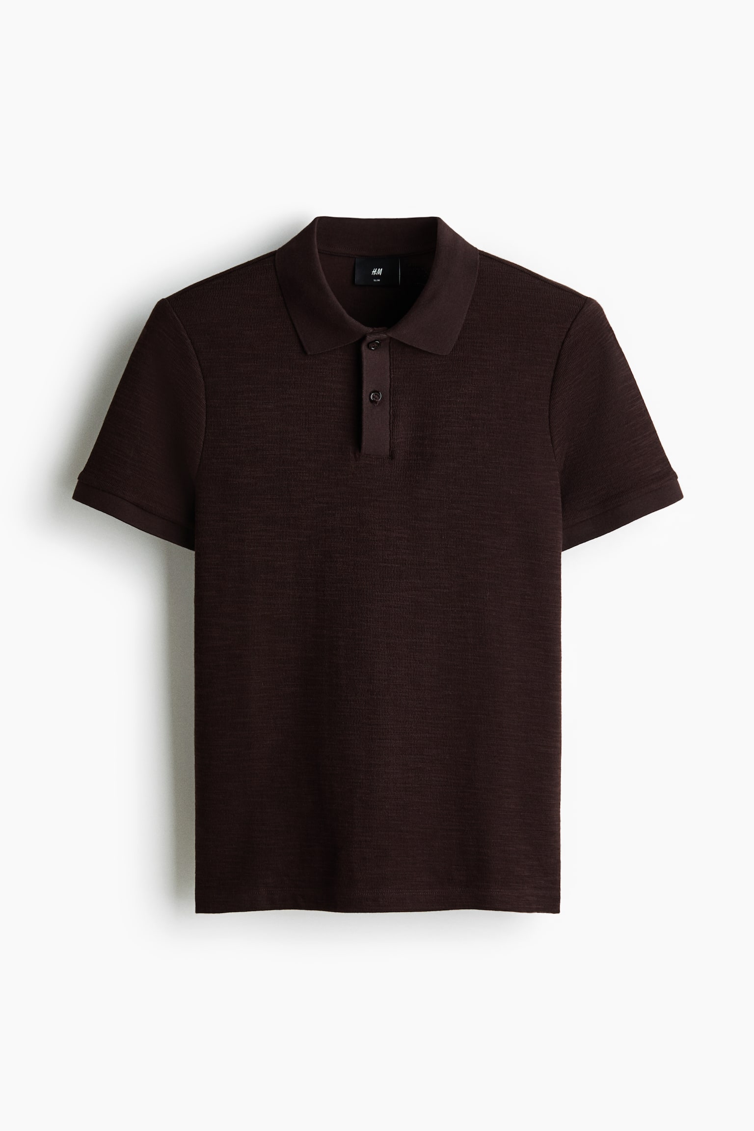 חולצת פולו מסריג ז'קארד Slim Fit - חום כהה - 1