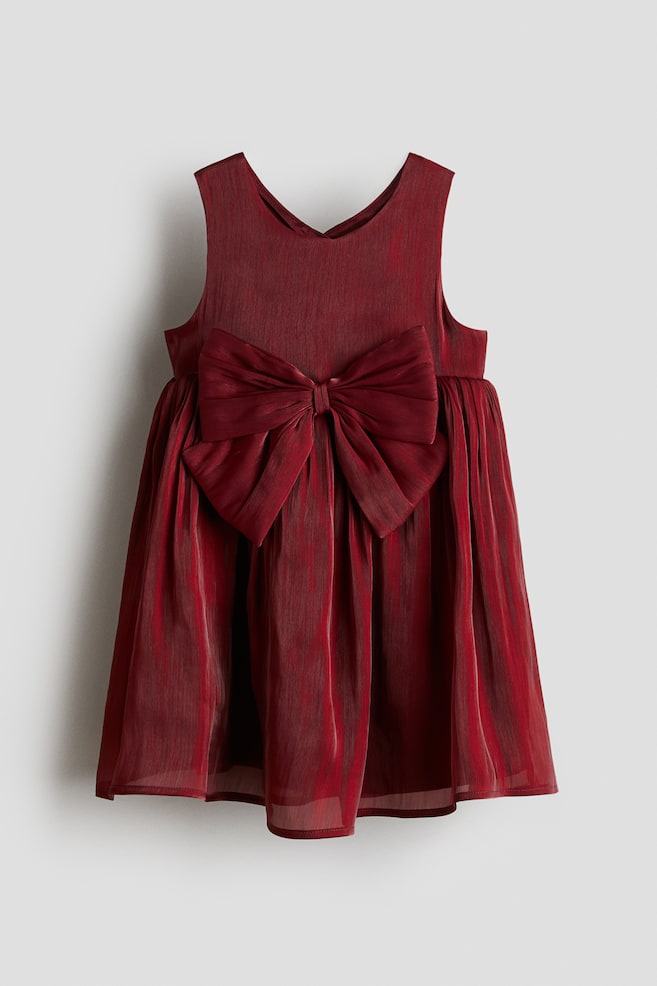 Robe en organza avec nœud - Rouge foncé/Rose clair - 1