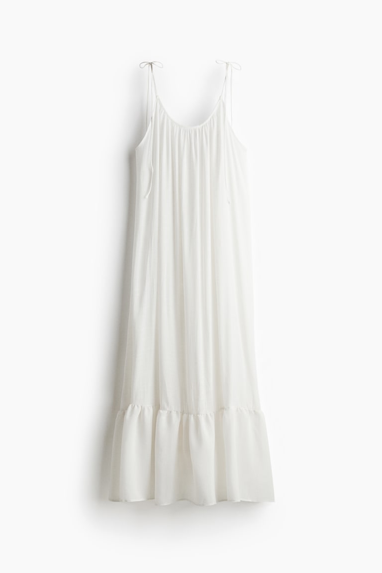 Women's White Tie-Shoulder-Strap Beach Dress