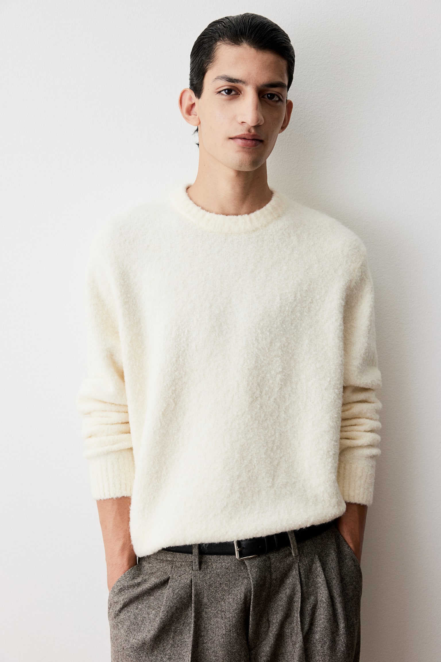 Regular Fit Fine-knit jumper - Cream/Black - 5