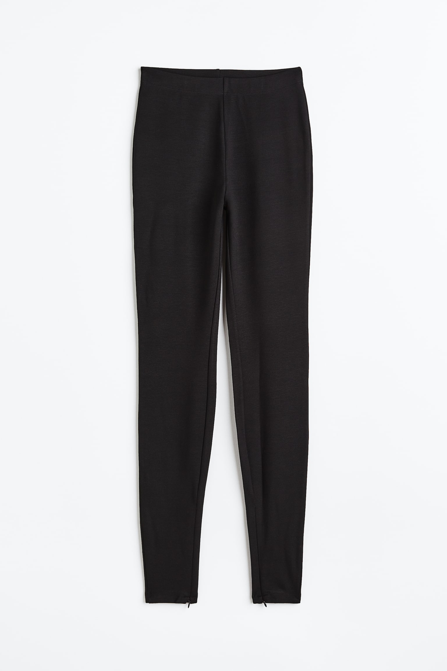 Zip Hem Leggings - Black - 2