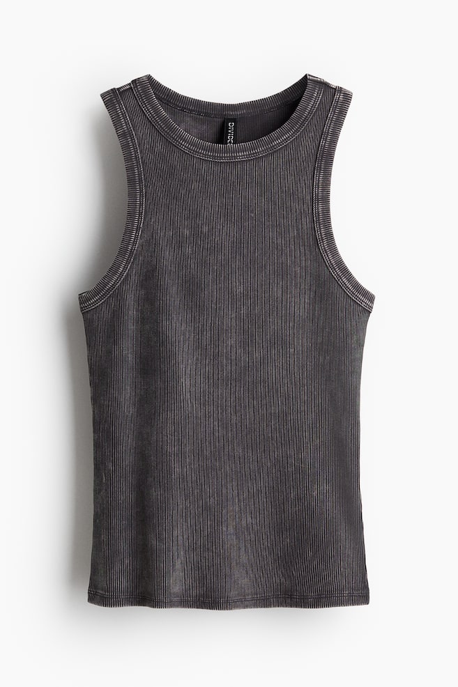 Ribbed vest top - Dark grey/Washed/Light turquoise - 1