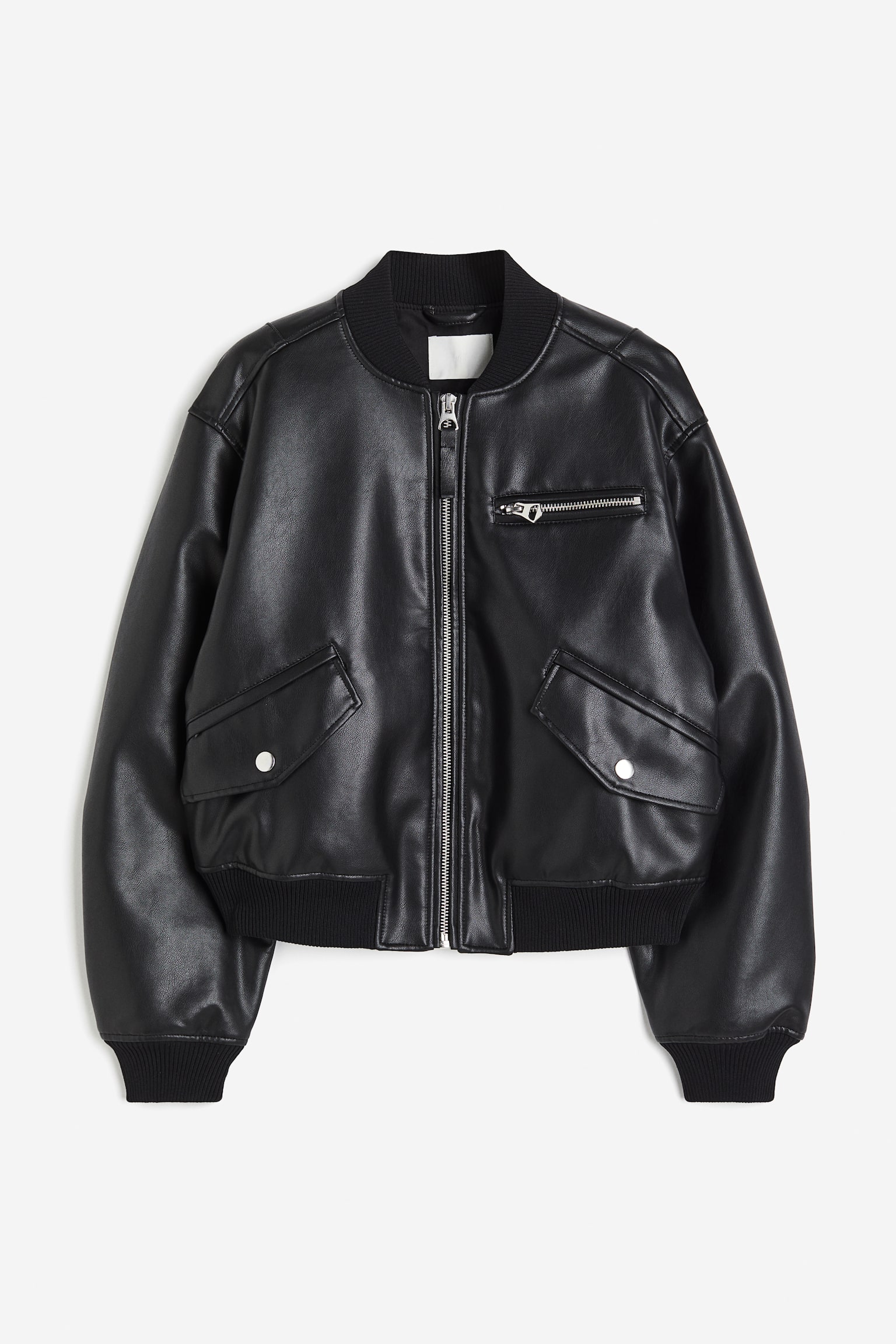 Coated Bomber Jacket - Black - 2