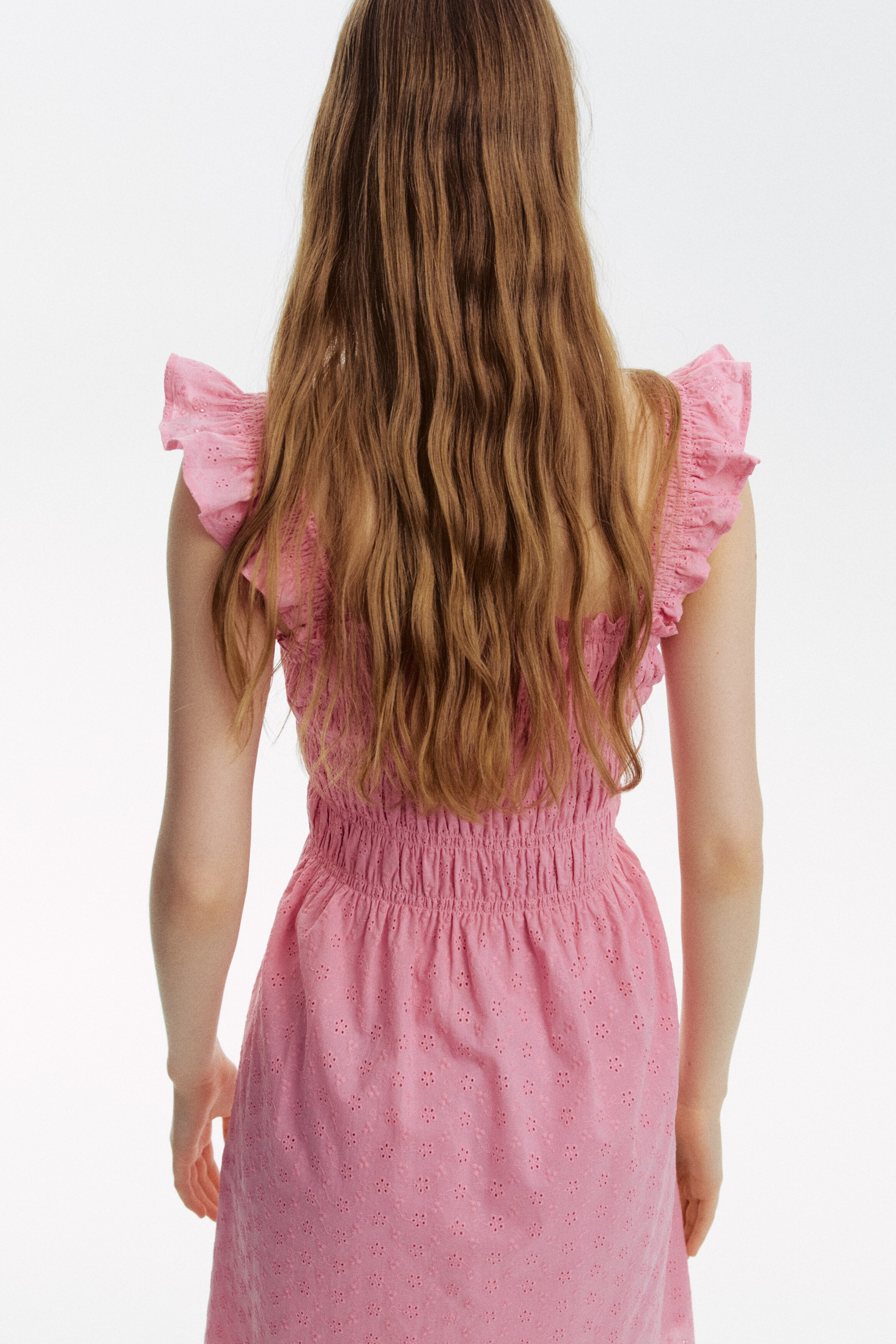 open lace back dress Strawberry Seersucker Smocked Dress, Pink – Stitchy Fish main image 1