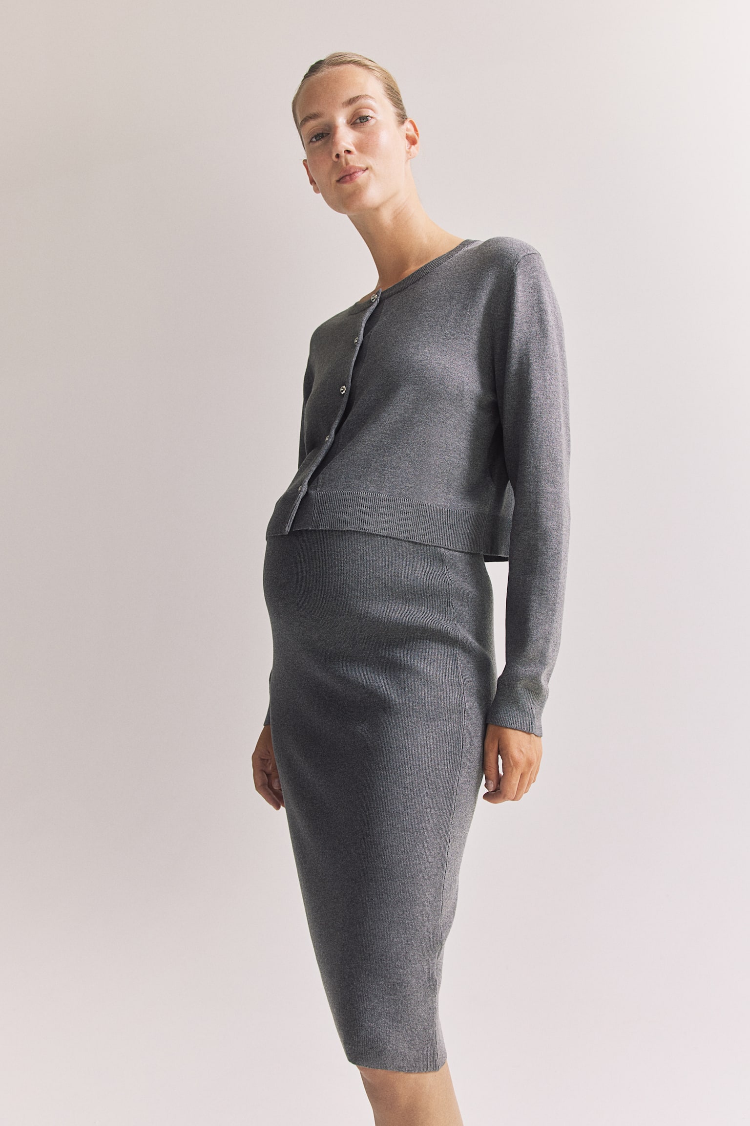 MAMA 2-piece fine-knit set - Grey marl - 1