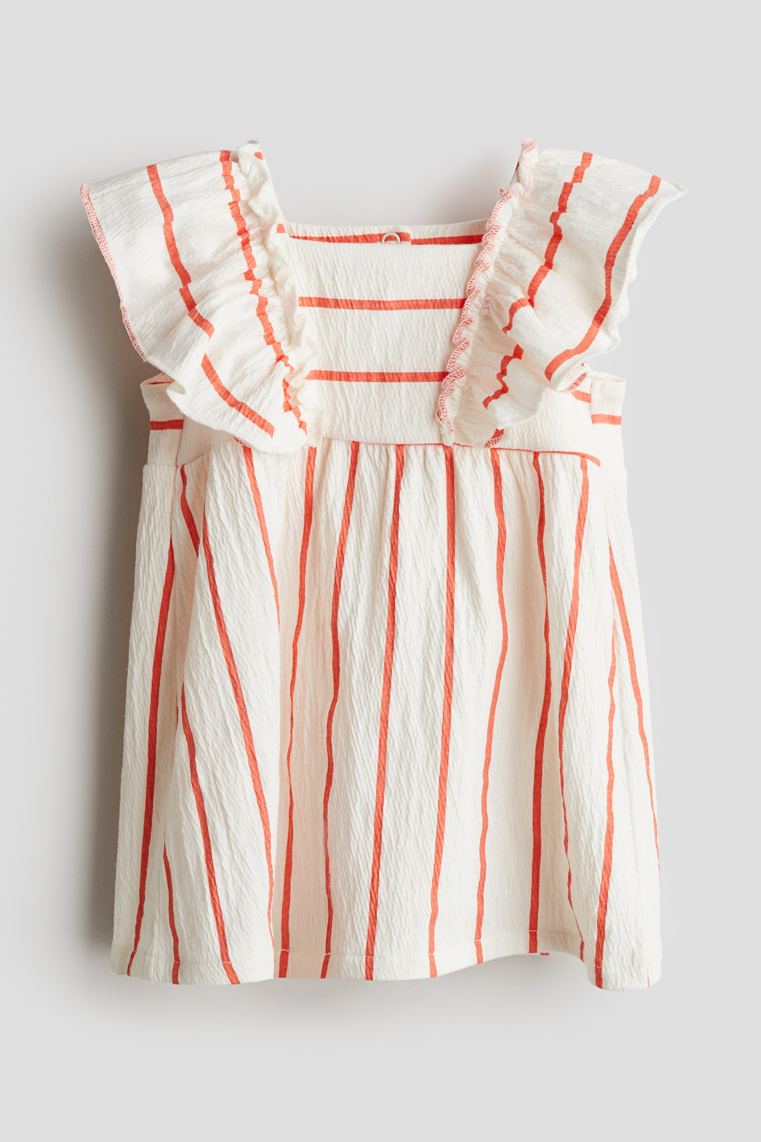 Flounce Detail Jersey Dress - White/Red stripe/Blue - 1