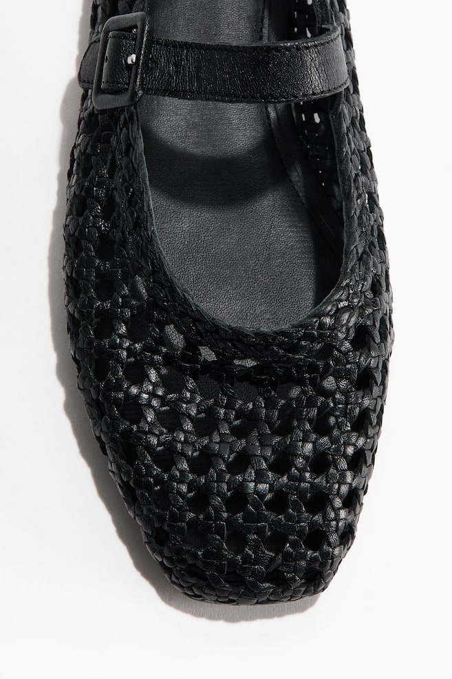 Mary Janes-ballerinasko i læder - Sort - 1