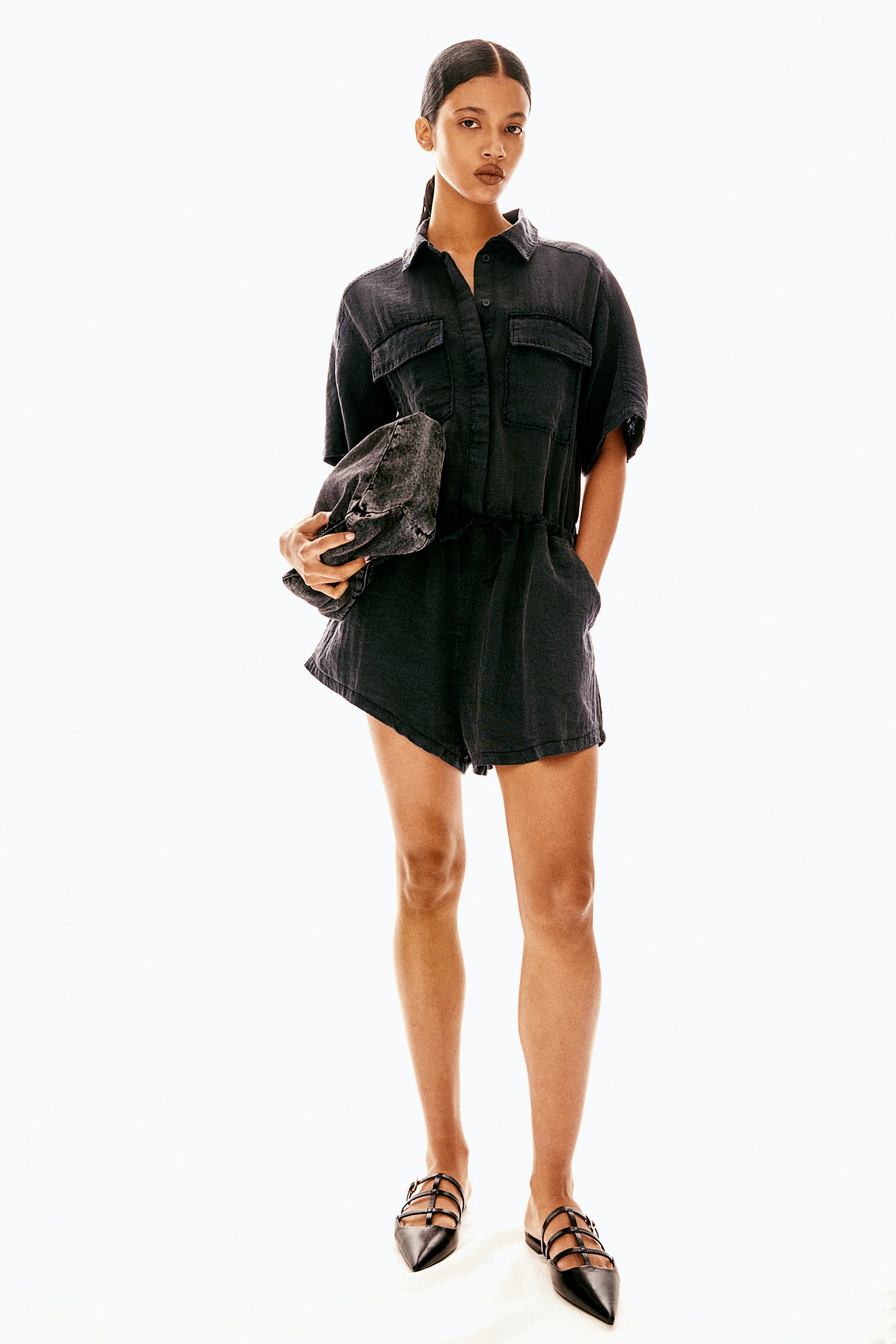 Cargo Playsuit - Black/Beige - 6