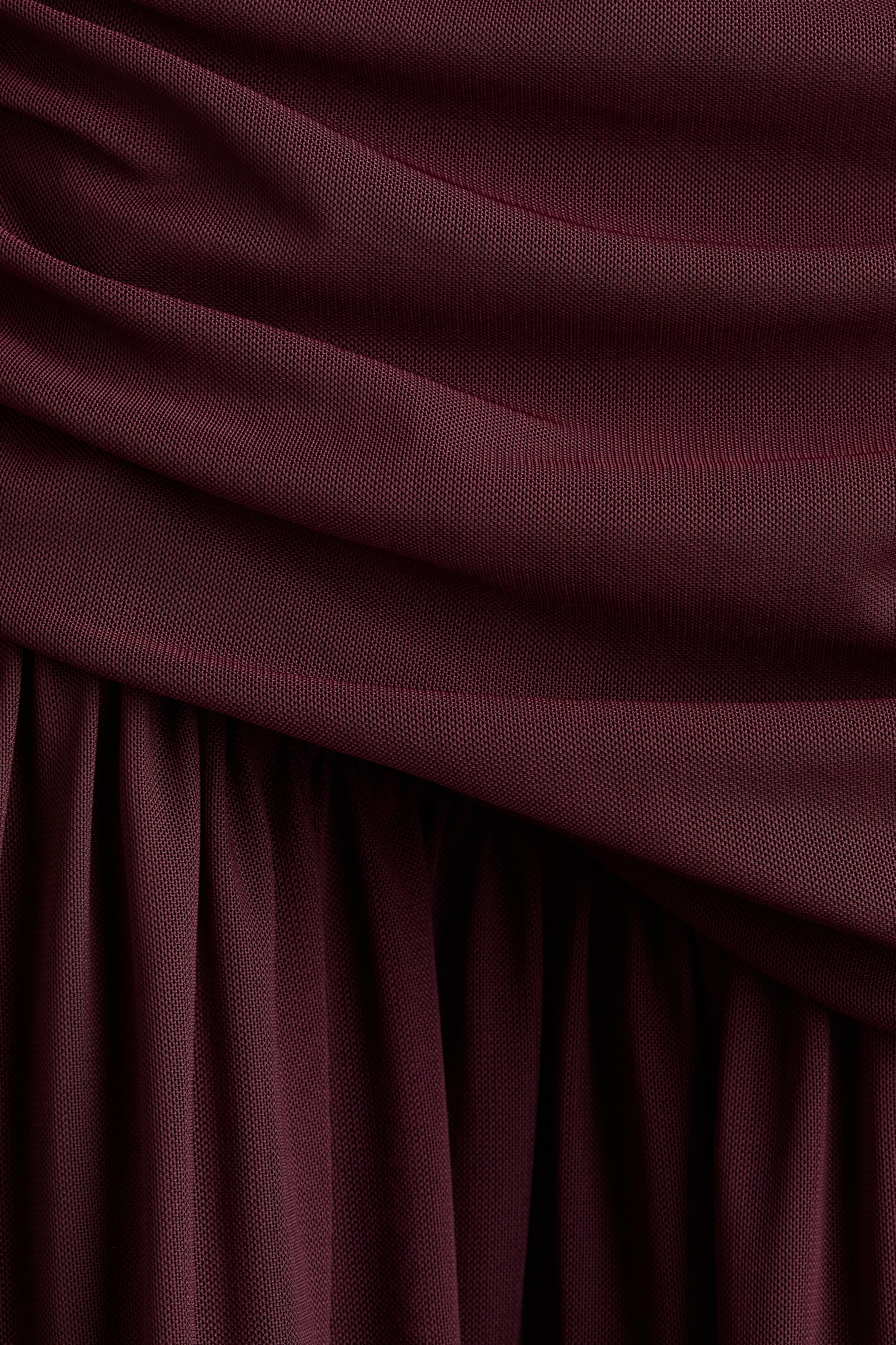 Visa större bild: Draperad meshklänning - Burgundy - DAM | H&M FI 2