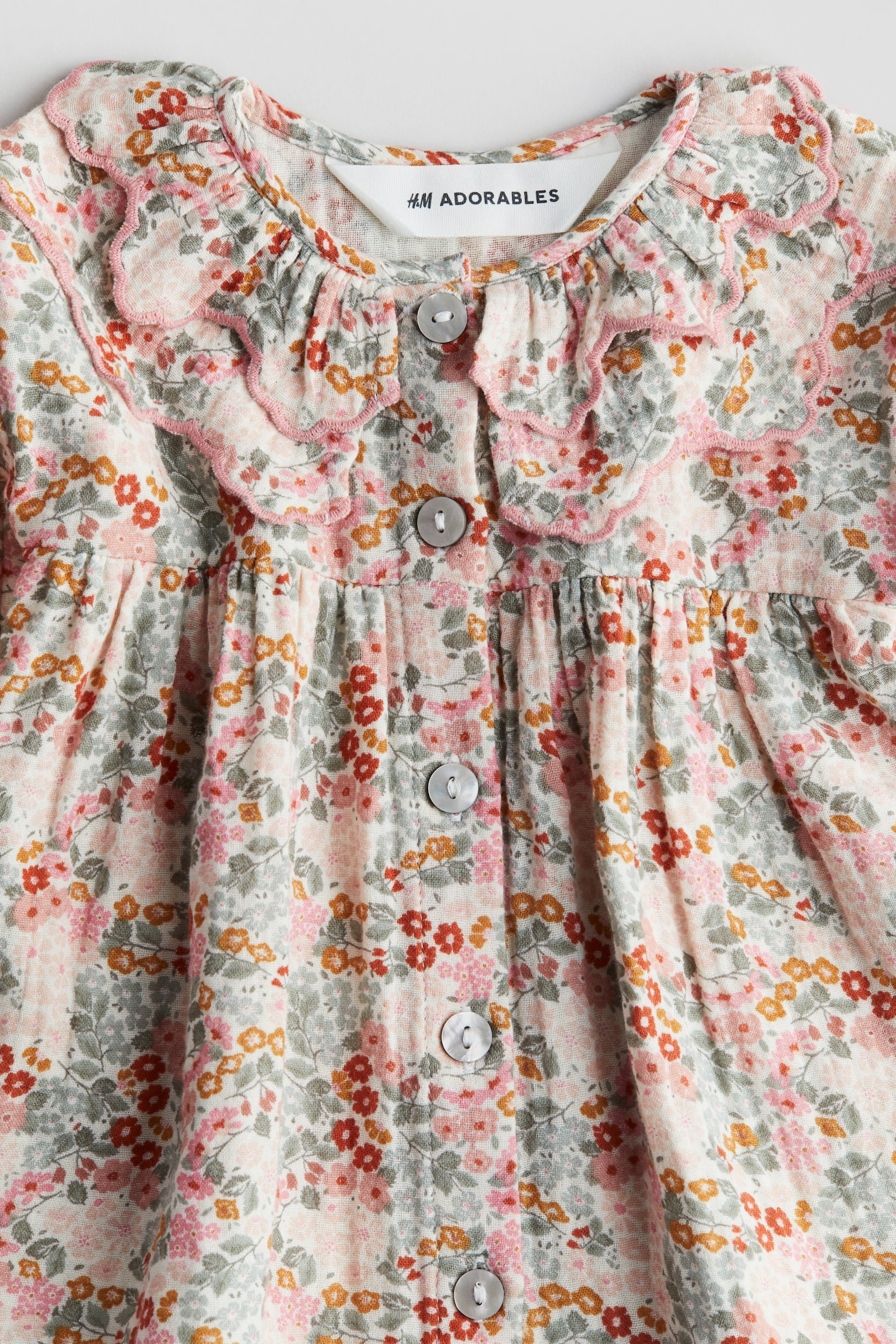 Collared cotton dress - Pink/Floral - 4