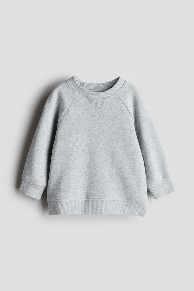 Crewneck Sweatshirt - Light gray melange/Brown - 1