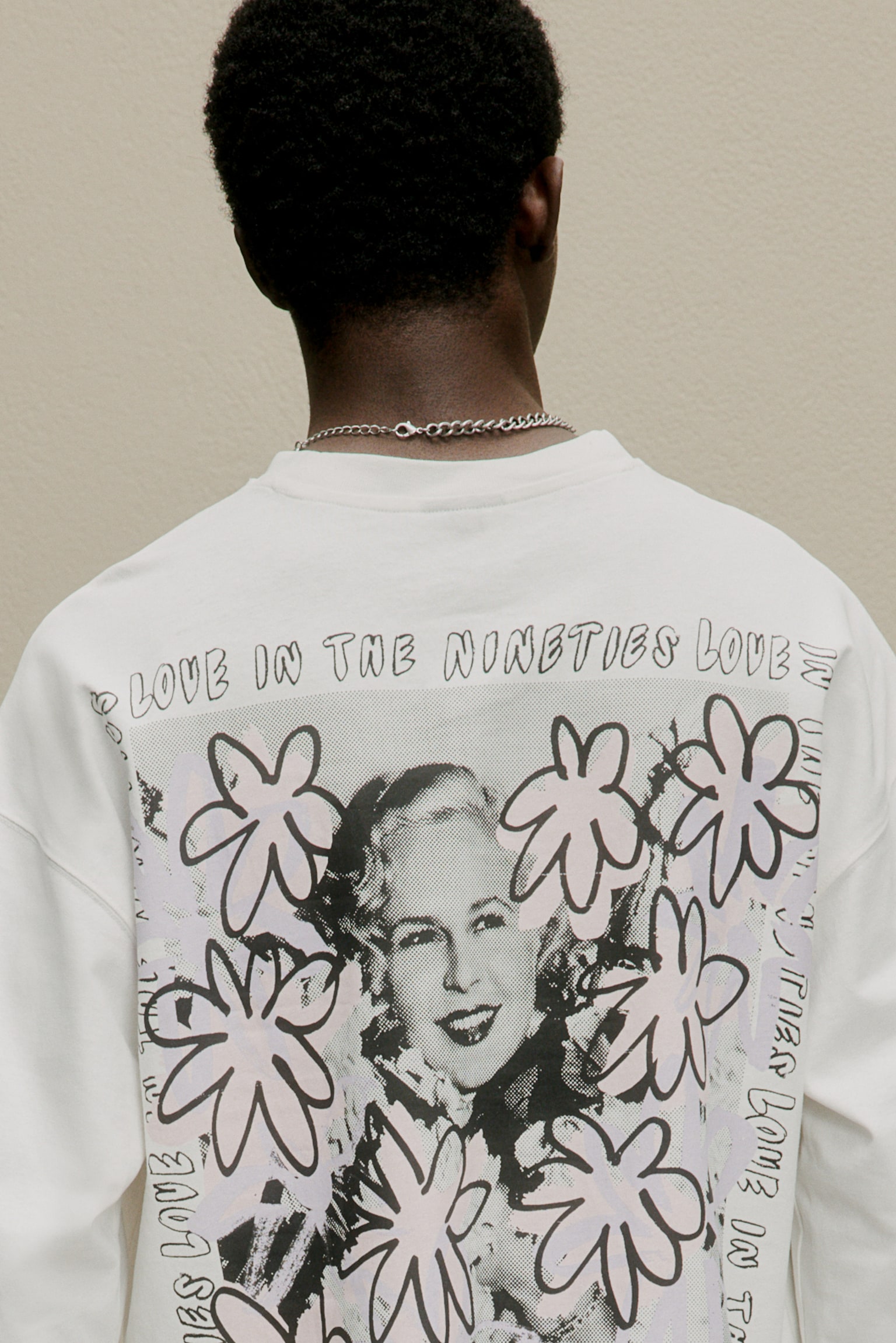 Oversized Fit Printed jersey top - White/Love in the Nineties/Black/Passion - 6