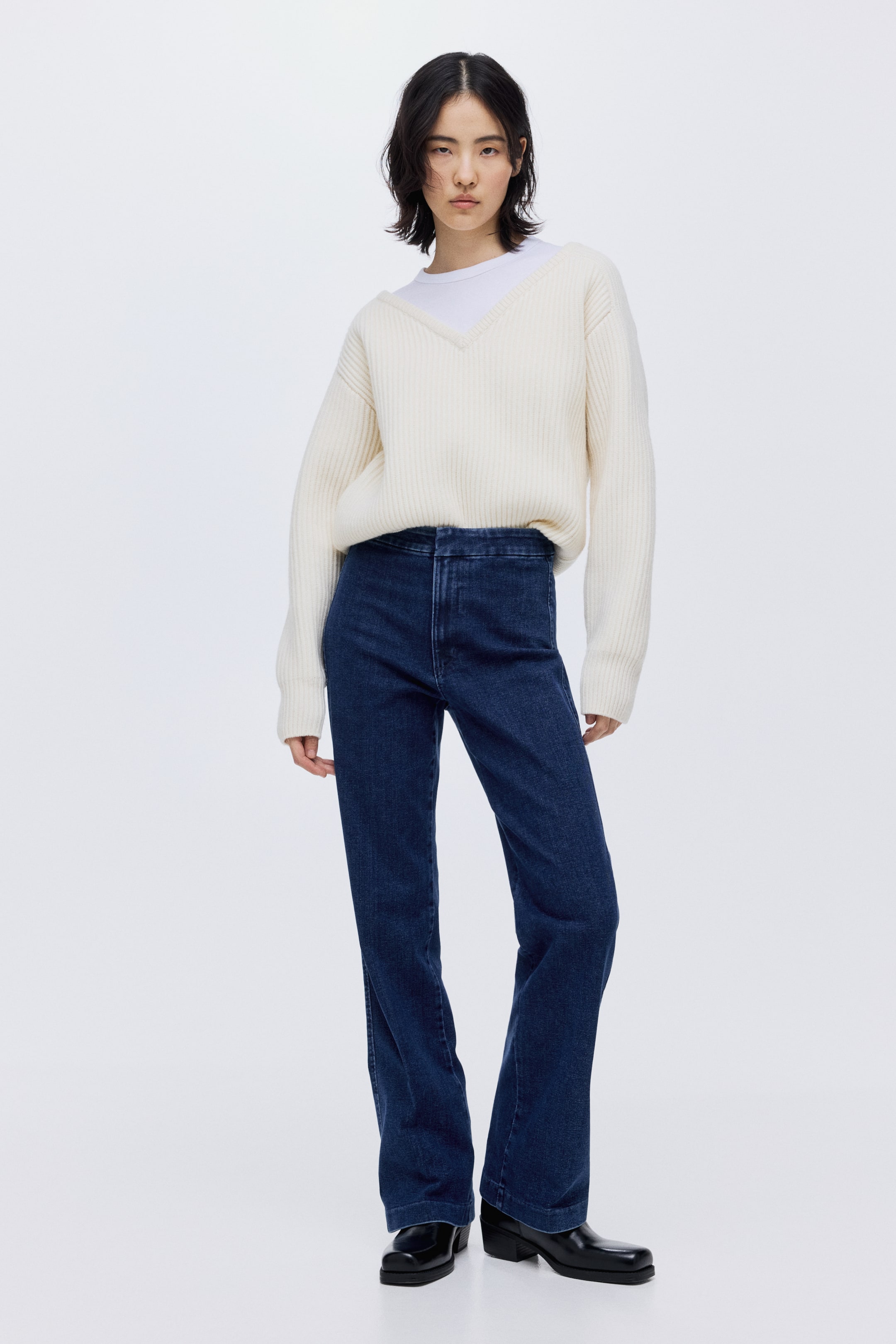 Vezi imaginea mai mare: Flared High Jeans - Albastru-denim - FEMEI | H&M RO 1