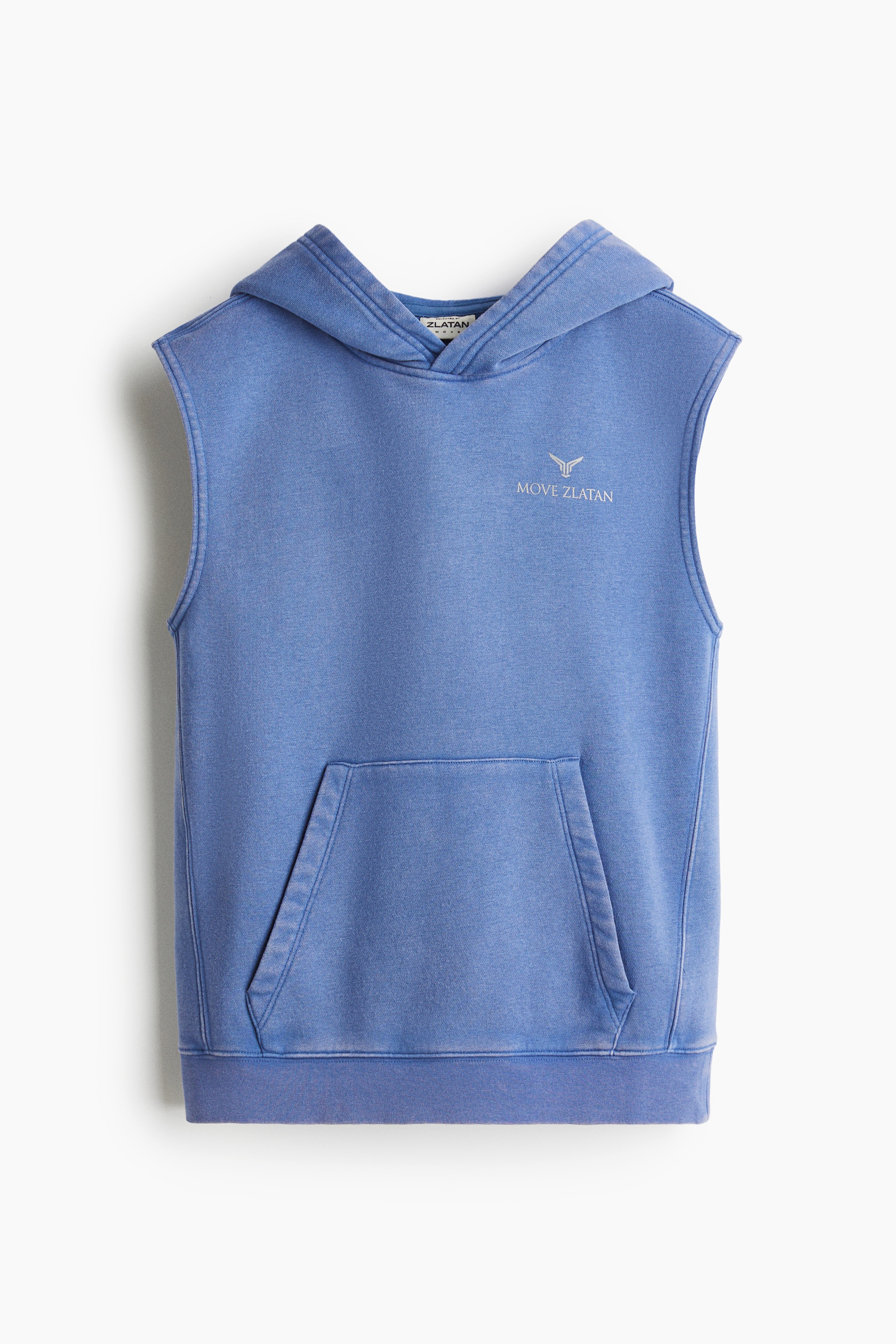 Sleeveless Activewear Hoodie - Blue/Grey