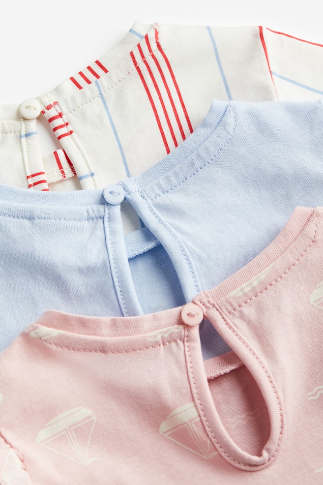 3-pack cotton tops - Light blue/Sailboats/Blue/White striped/Light pink/Flower/Beige/Butterflies/dc/dc - 2