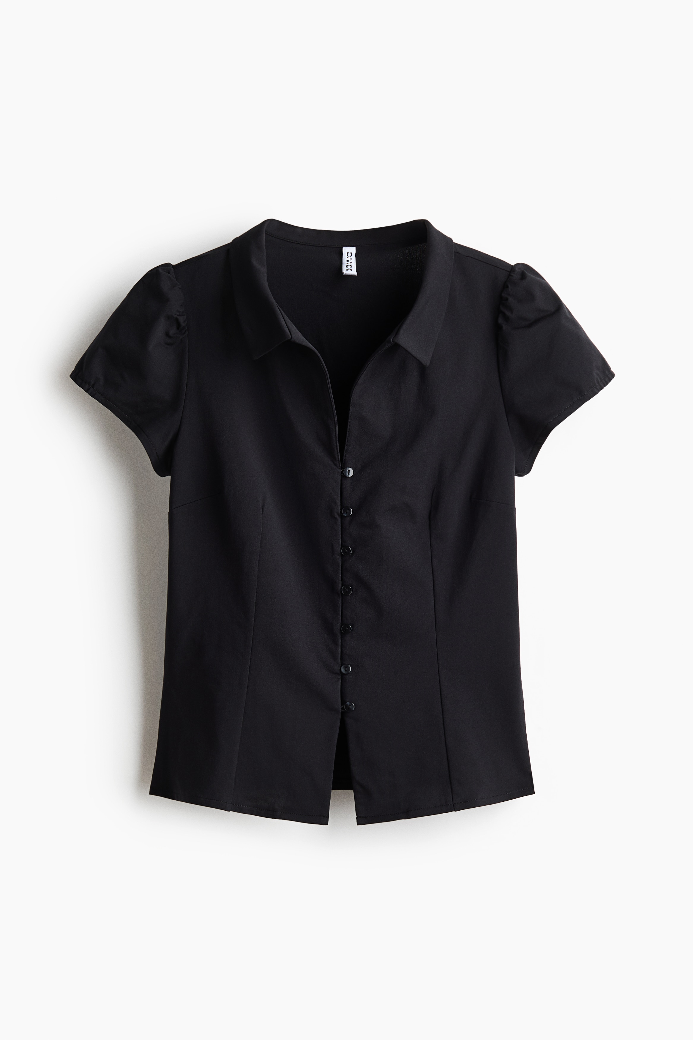 Collared button-front top - Black/Dark red/Light dusty blue/Light beige