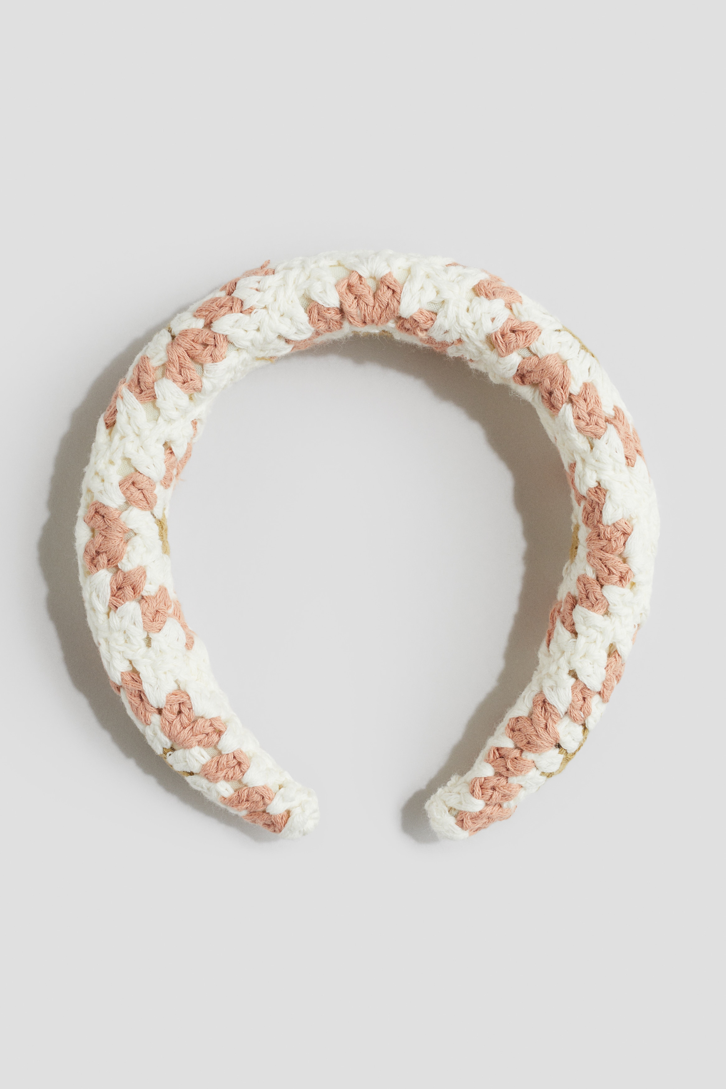 鉤花髮箍 - 奶油色/粉紅色