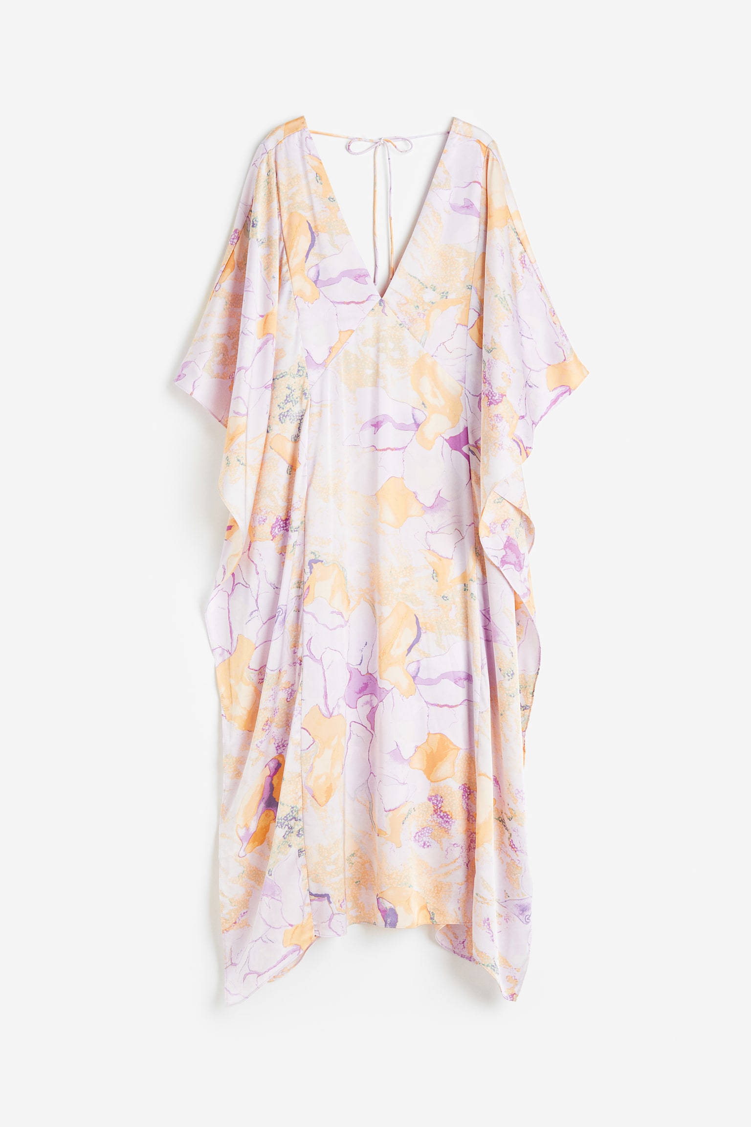 V-neck Kaftan Dress - Lilac/Floral - 1