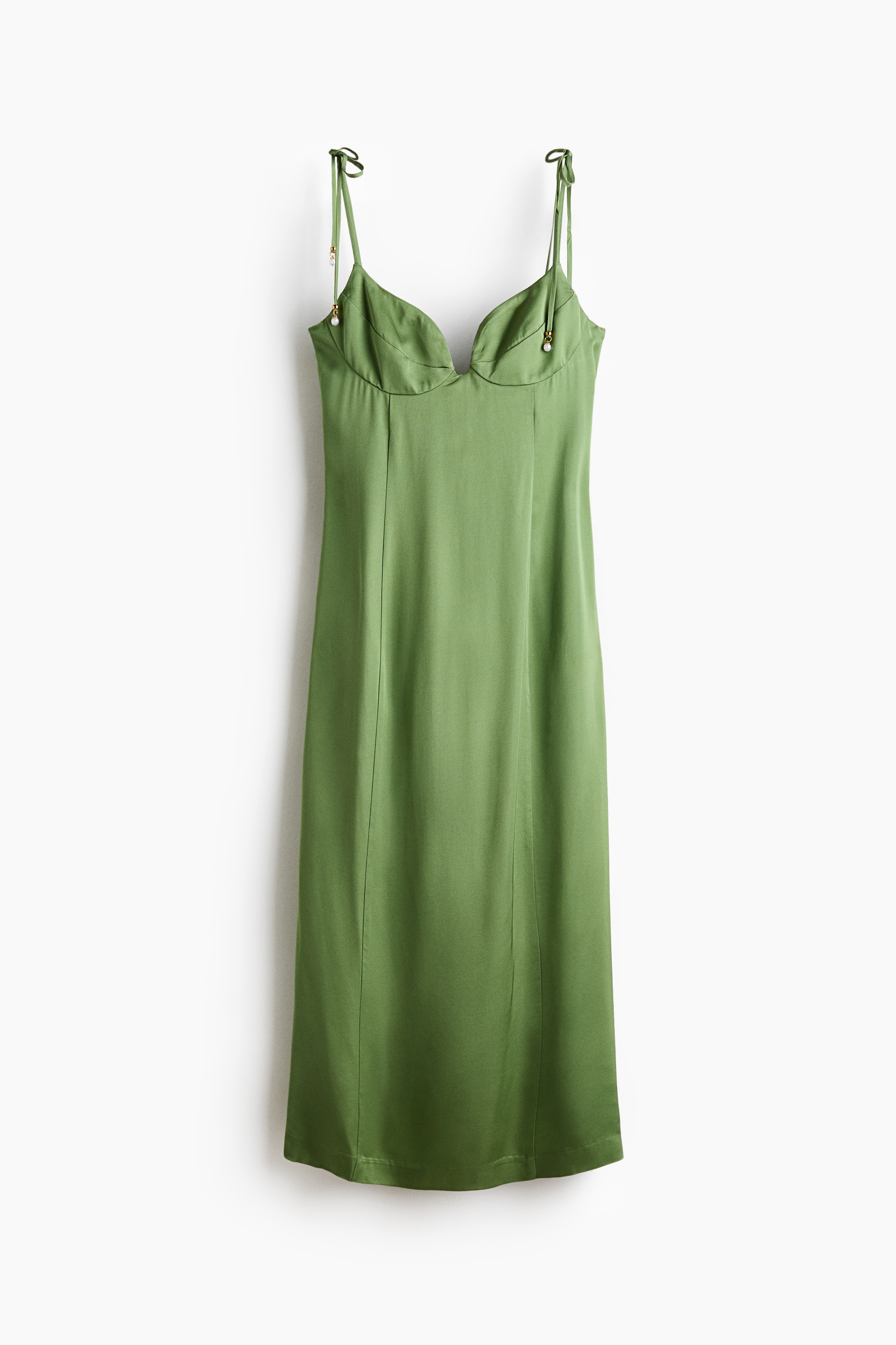 Tie-strap satin dress - Green