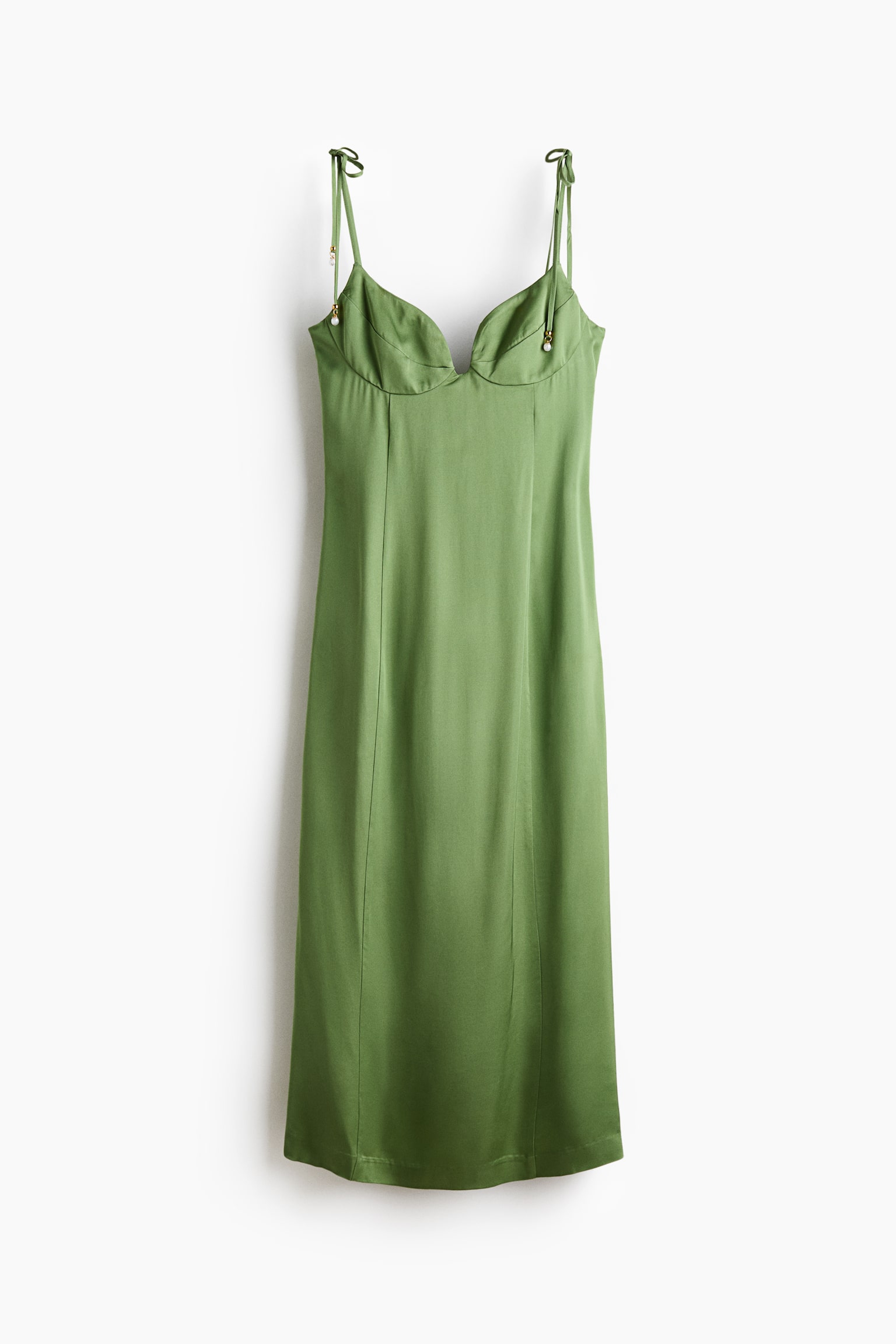 Tie-strap satin dress - Green - 2