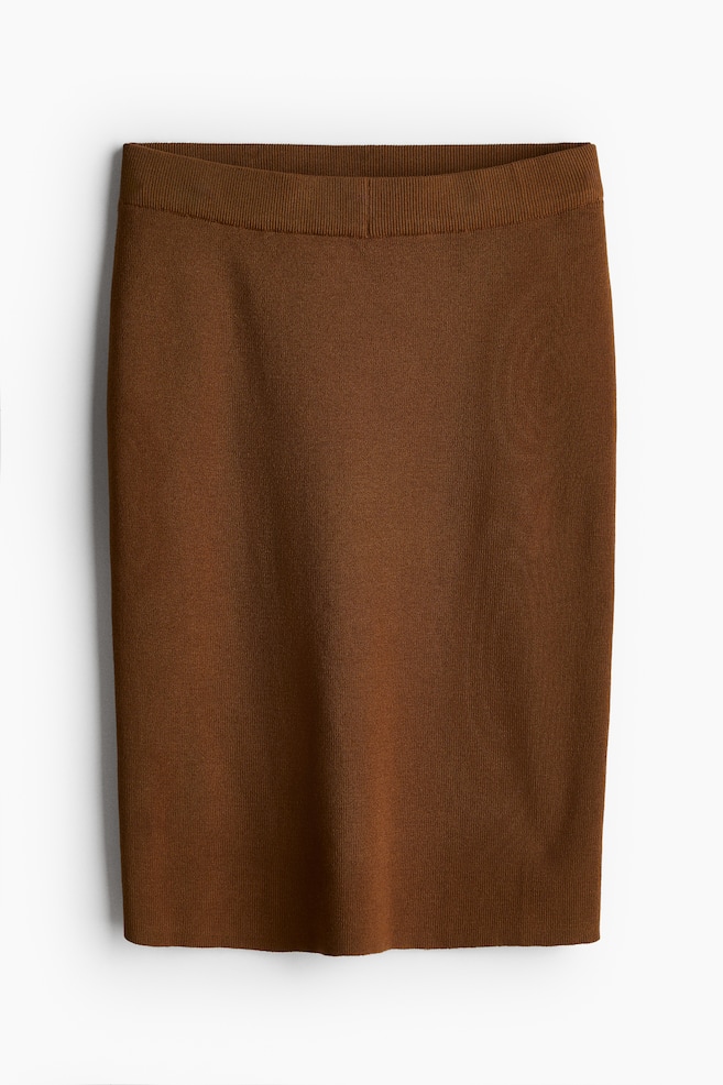 Rib-knit skirt - Brown/Grey marl - 1