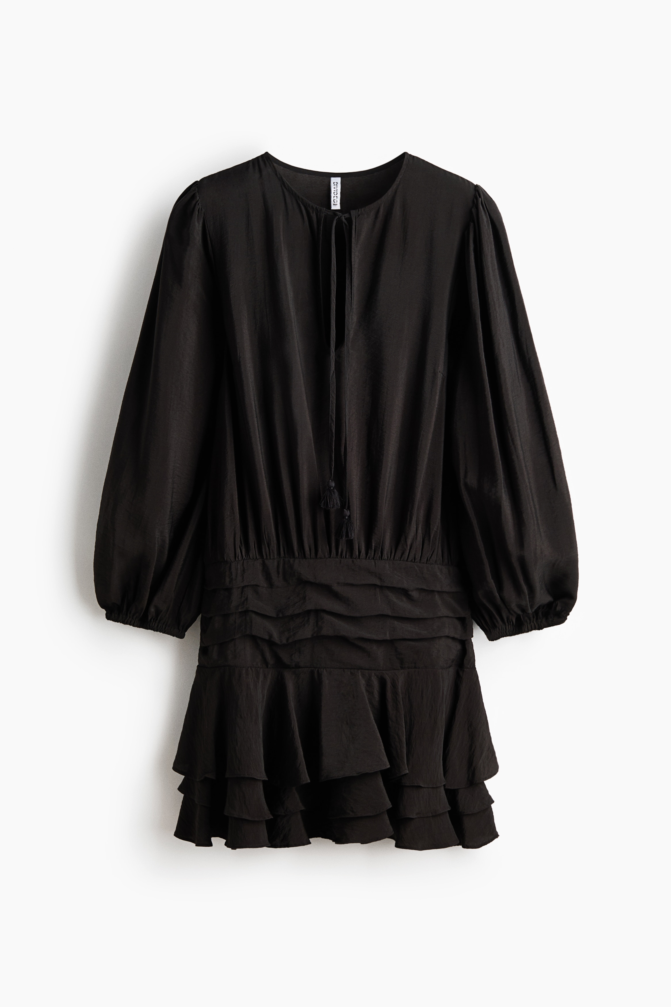 Tiered-skirt dress - Dark grey/White