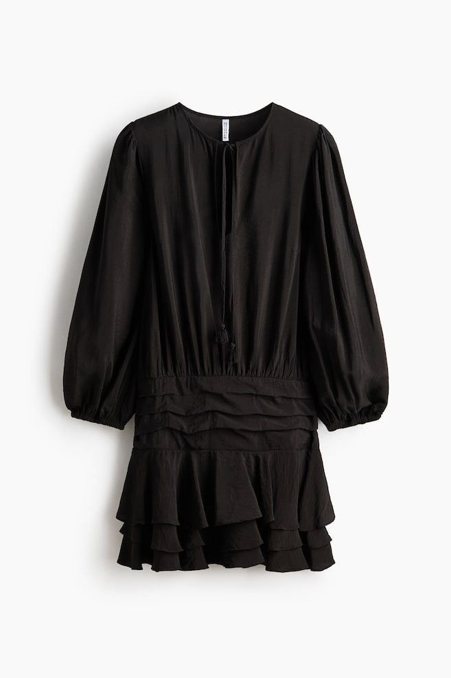 Dress with Tiered Skirt - Dark gray - 1