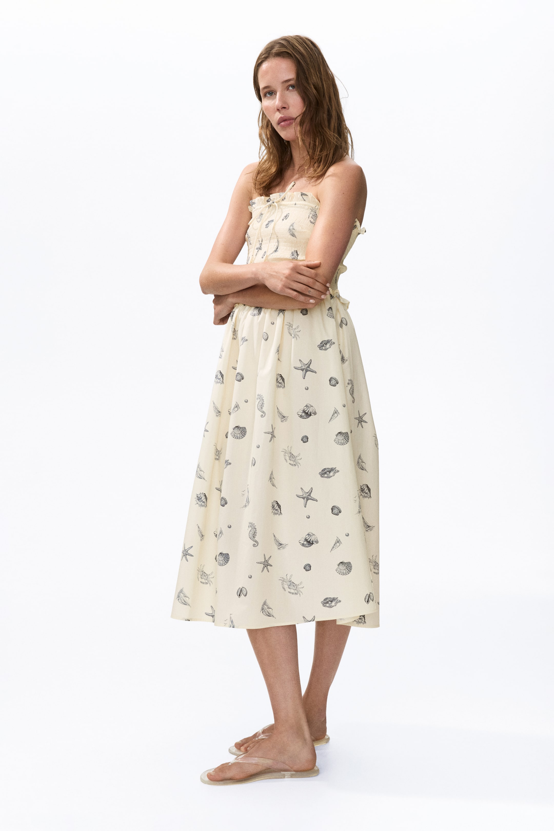 Smocked-Bodice Bandeau Dress