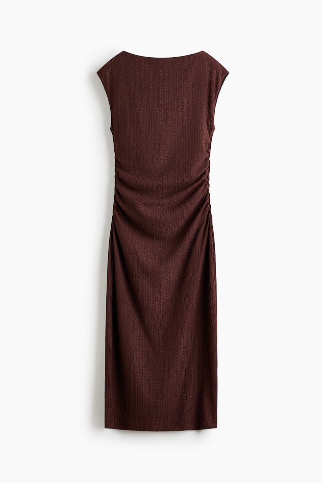 Robe froissée à mancherons - Brun rouille/Bleu clair - 1
