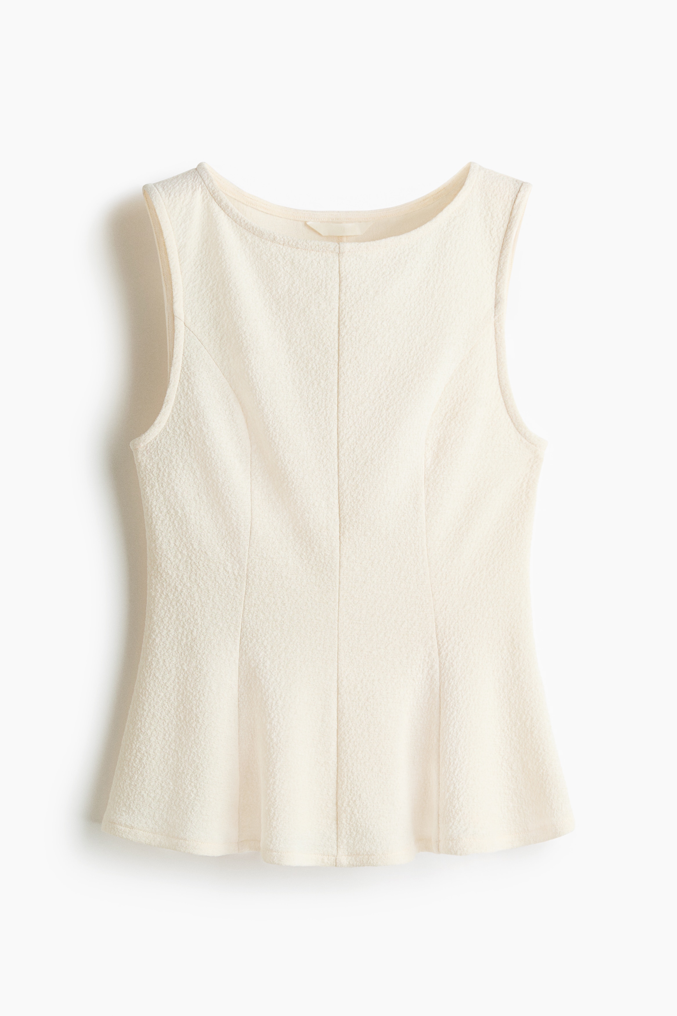 Sleeveless Peplum Top - Cream/Light brown