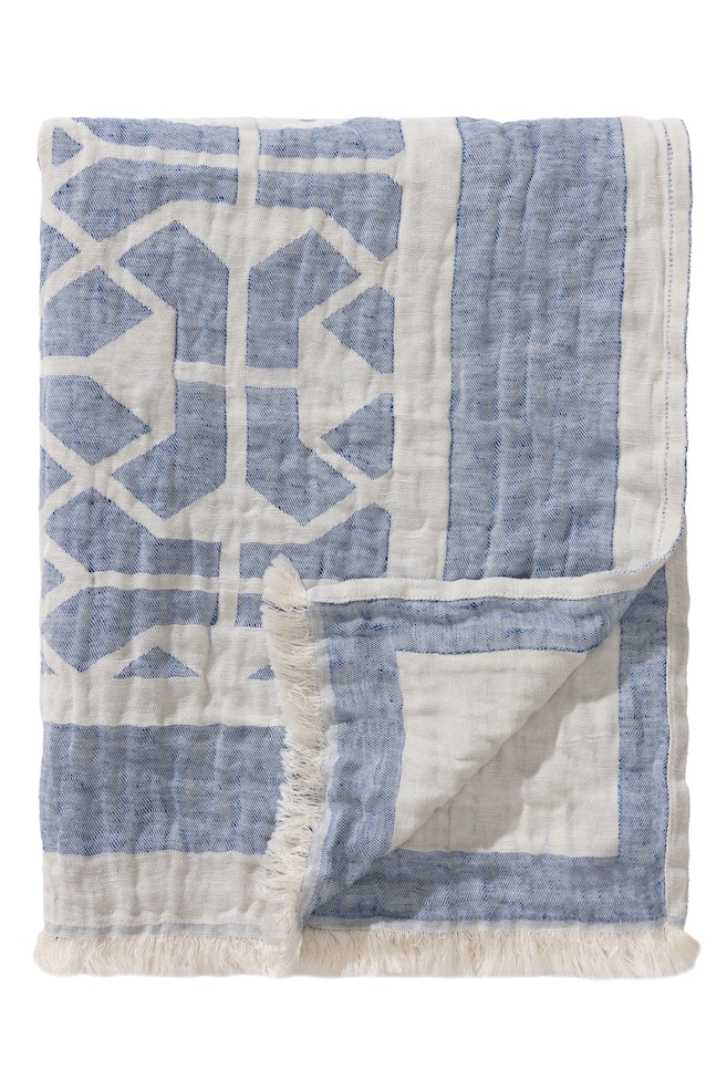 Plad Van Linnenmix Sabine - Blauw/Créme/beige - 1