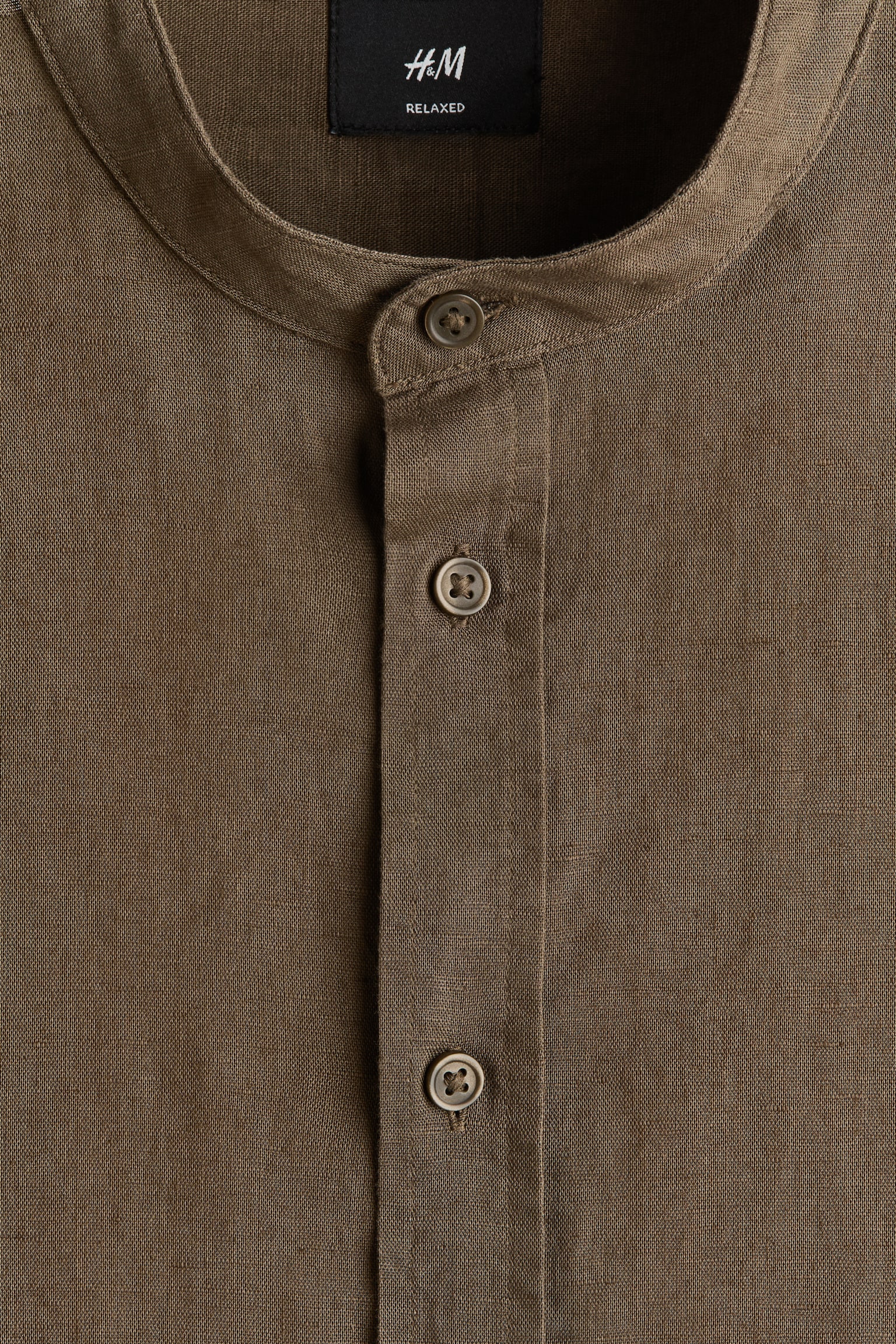 Сорочка Relaxed Fit на основі льону - Зелений хакі/Білий/Бордовий - 4