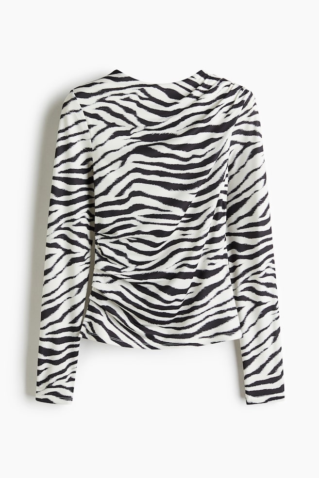 Draped Top - White/zebra print - 1