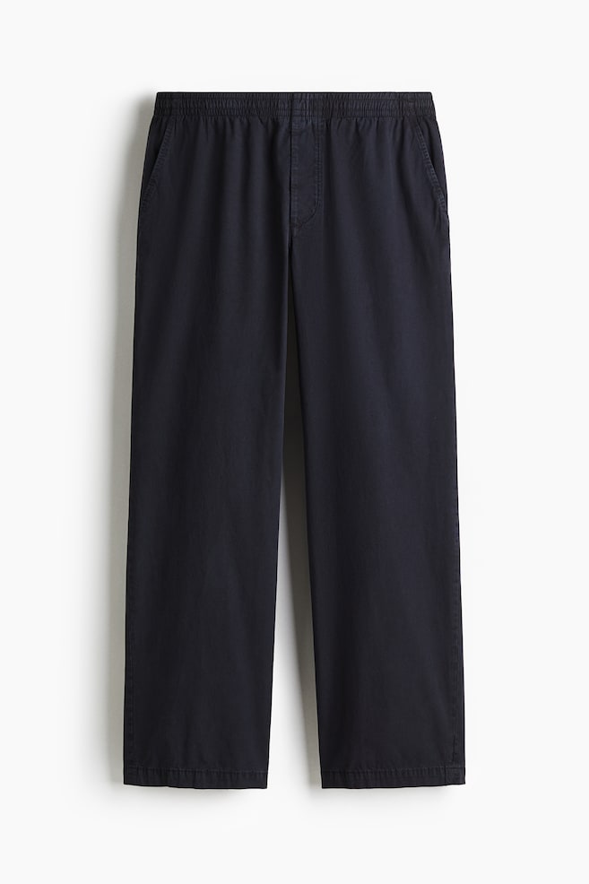 Baumwollhose in Relaxed Fit - Dunkelblau/Cremefarben - 1