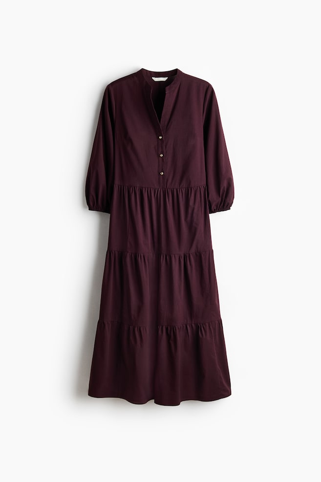 Tiered Midi Dress - Dark purple/Blue/paisley/Light beige/leopard print - 1